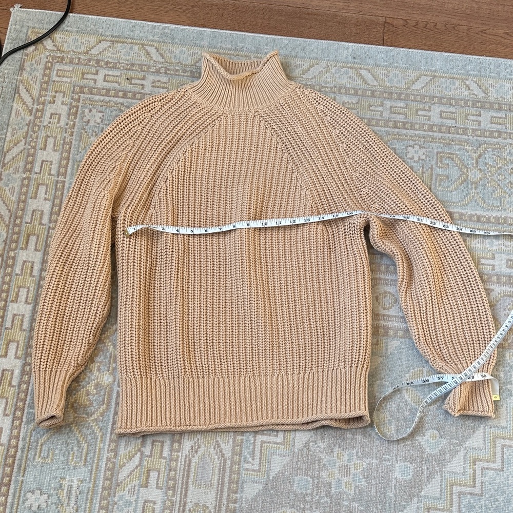 NWOT J. Crew Cotton Beige Ribbed Turtleneck Sweater - S